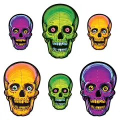 Beistle Vintage Halloween Nite-Glo Skull Cutouts, 12ct.