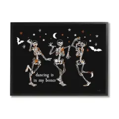 Stupell Industries Dancing In My Bones Skeletons Framed Giclee Art Black