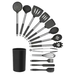 MegaChef Gray Silicone & Stainless Steel Cooking Utensils Set, 14ct.