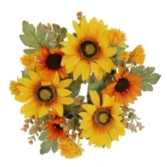 Mini Yellow & Orange Sunflower & Eucalyptus Wreath by Ashland&reg;
