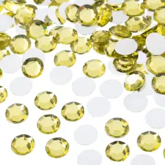 John Bead Acrylic Round Flat Back Rhinestones, 10mm Yellow