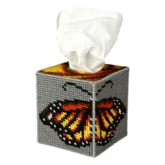 Orchidea Tissue Box Cover - Needlepoint (Halfstitch) Kit Butterfly