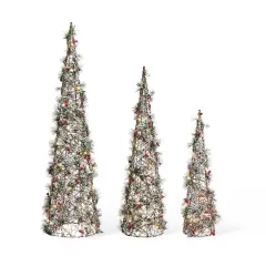 Glitzhome&reg; Lighted Christmas Cone Tree Outdoor D&eacute;cor Set