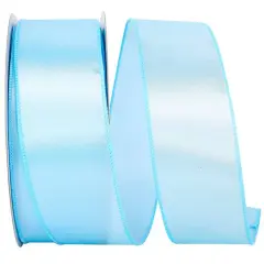 JAM Paper 2.5" x 50yd. Wired Satin Ribbon Pale Blue