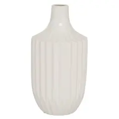 White Ceramic Modern Vase, 13" x 6" x 6"