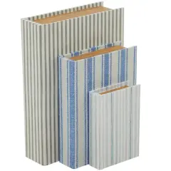 Striped Canvas Faux Book Box Set