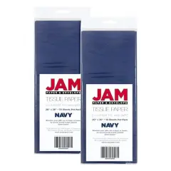 JAM Paper 20" x 26" Tissue Paper, 2 Packs of 10 Sheets Navy Blue