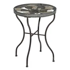 24" Silver Metal Flower Top End Table