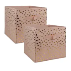 DII&reg; 11" Millennial Pink & Gold Dots Non-Woven Fabric Cubes, 2ct.