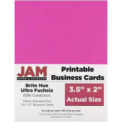 JAM Paper Brite Hue Printable Business Cards, 100ct. Brite Hue Ultra Fuchsia