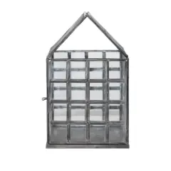 Hello Honey&reg; 10" Zinc Finish Metal & Glass Greenhouse Terrarium
