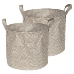 DII&reg; Large Round Stone & Cream Tribal Chevron PE-Coated Woven Paper Laundry Bin, 2ct.