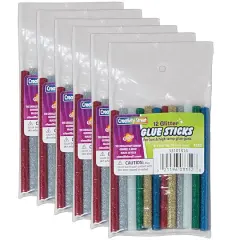 Creativity Street&reg; Glitter Colors Hot Glue Sticks, 6 Packs of 12
