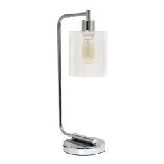 Lalia Home Modern Iron Desk Lamp with Glass Shade Chrome