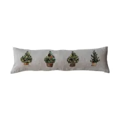 Hello Honey&reg; 36" Christmas Tree Embroidery Linen Lumbar Pillow with French Knots