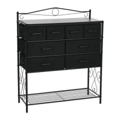 Household Essentials Victoria 8-Drawer Dresser with Shelf Black