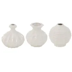 White Stoneware Modern Vase Set
