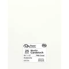 PA Paper&trade; Accents Muslin 8.5" x 11" 74lb. Cardstock, 25 Sheets Avalanche