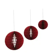 Hello Honey&reg; 3ct. Honeycomb Paper Ball Ornaments Red