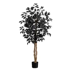 4ft. Artificial Halloween Black Ficus Tree with Natural Trunk