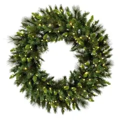 48" Bangor Mixed Pine Wreath, Warm White Dura-Lit&reg; LED Mini Lights