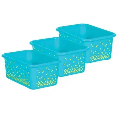 Teacher Created Resources&reg; Small Confetti Plastic Storage Bin, 3ct. Teal