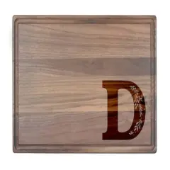 Floral Monogram Walnut Cutting Board D