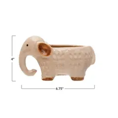 Hello Honey&reg; 7" Ivory 2-Tone Stoneware Elephant Planter