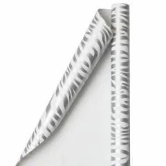JAM Paper Safari Silver & White Zebra Gift Wrap, 2ct.