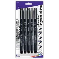 Pentel Arts&reg; Pointliner&trade; Black 5 Piece Pen Set