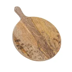 Hello Honey&reg; 15.75" Natural Laser-Etched Floral Mango Wood Cheese Board