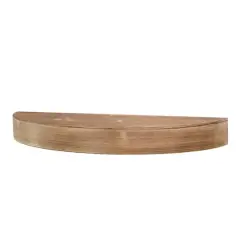 Small Brown Round Wood Floating Wall Shelf