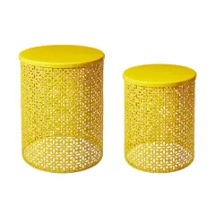 Glitzhome&reg; Multi-Functional Metal Accent Table Set Yellow