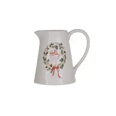 Hello Honey&reg; 1qt. Holly Jolly Stoneware Pitcher with Gold Electroplating