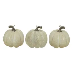 4" White Artificial Fall Harvest Pumpkins, 3ct.