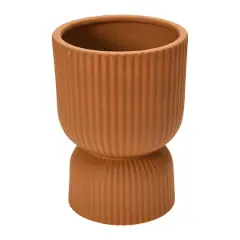 Hello Honey&reg; 8" Latex Glaze Stoneware Pleated Footed Planter
