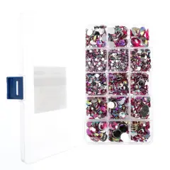 John Bead Round & Oval Acrylic Flatback Rhinestones in Box Pink AB