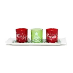 Elegant Designs&trade; Merry & Bright Christmas Candle Holder Set