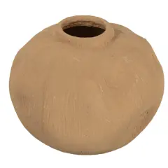 Hello Honey&reg; 5.5" Textured Taupe Pinched Organic Shape Terracotta Vase