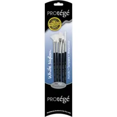 Prot&eacute;g&eacute; White Nylon Short Handle 5 Piece Brush Set