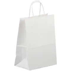 JAM Paper Medium White Kraft Solid Gift Bags, 100ct.
