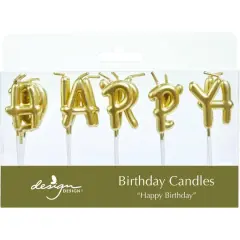 Design Design Gold Letters Specialty Birthday Candles Set