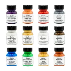 Angelus&reg; Metallic & Pearlescent 12 Color Acrylic Leather Paint Kit