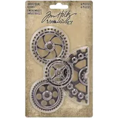 Idea-Ology Metal Industrial Gears 1.5" To 3" 4/Pkg-Antique Nickel