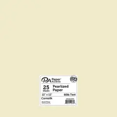 PA Paper&trade; Accents 12" x 12" 80lb. Pearlized Paper, 25 Sheets Cornsilk