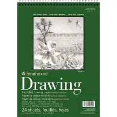 Strathmore Recycled Drawing Paper Pad, 400 Series, 24 Sheets, Spiral-Bound, 9" x 12"