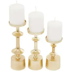 CosmoLiving by Cosmopolitan Gold Aluminum Pillar Candle Holder Set