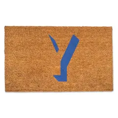 Blue Shadow Monogram Natural Coir Doormat Y