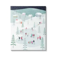 Stupell Industries Ice Skating Families Snowfall Canvas Wall Art