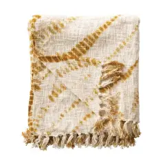 Hello Honey&reg; Tie-Dyed Mustard with Fringe Cotton Throw